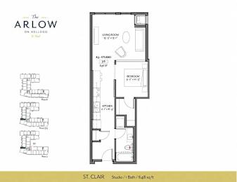 St Clair Floor Plan at The Arlow on Kellog, St. Paul, MN