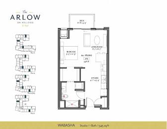 Wabasha Floor Plan at The Arlow on Kellog, St. Paul, MN