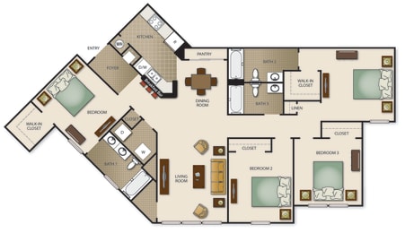 Floor Plan  Four Bedroom Three Bath