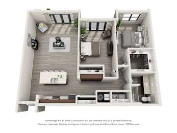Floor Plan  Live+Work+Play 2 bedroom 1 bathroom