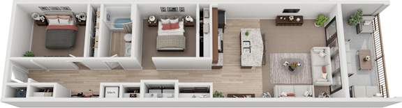 a floor plan of a bedroom with a bed and a bathroom