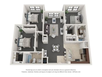 Three Bedroom Two Bath Floor Plan