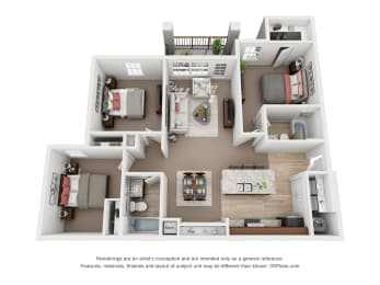 Three Bedroom Two Bath Floor Plan