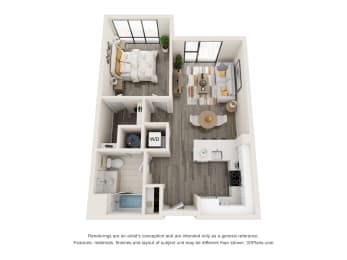 1C1 Floorplan at The Aeronaut, Massachusetts, 02190