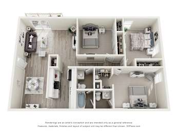 3 bed 2 bath A at Hidden Brook Apartment Homes Apartments, New Bedford, Massachusetts
