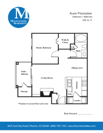 a floor plan of a residence with a bedroom and a living room