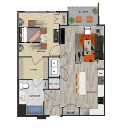 A2 Floor Plan at 675 N. Highland, Atlanta, 30306