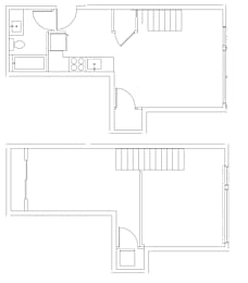 A black and white image of two floor plans.