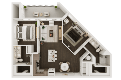 a floor plan of a bedroom with a bathroom and a living room