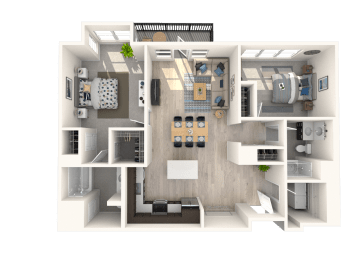 B1.1  2 Beds 2 Baths Floor Plan