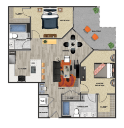 B2 Floor Plan at 675 N. Highland, Atlanta, 30306