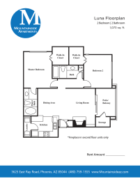 a floor plan of a residence with a bedroom and a living room