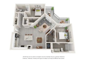 a stylized floor plan of a 1 bedroom192 sq ft house
