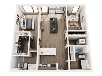 a 3 bedroom floor plan with a bathroom and a bedroom