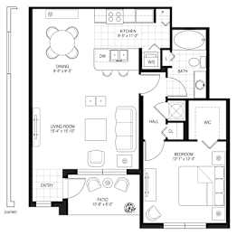 A black and white floor plan of a house with labeled rooms.