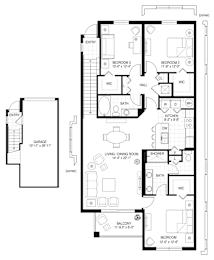 A black and white floor plan of a house with labeled rooms.