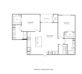 Floor plan of a 2 bedroom apartment