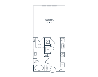 Floor plan of a studio apartment