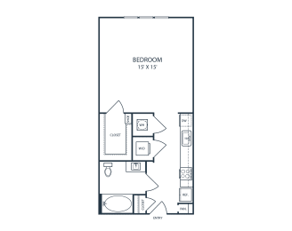 Floor plan of a studio apartment