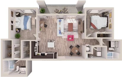 2 bedroom 2 bathroomB10 Floor Plan at South of Atlantic Luxury Apartments, Delray Beach, 33483