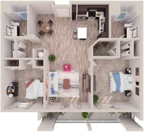 2 bedroom 2 bathroomB11 Floor Plan at South of Atlantic Luxury Apartments, Delray Beach, Florida