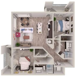 2 bedroom 2 bathroomB2 Floor Plan at South of Atlantic Luxury Apartments, Delray Beach, 33483