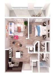 Studio 1 bathroom S7 Floor Plan at South of Atlantic Luxury Apartments, Delray Beach, Florida