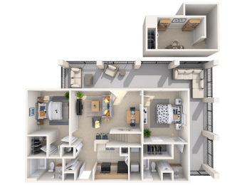 a floor plan of a house with a bedroom and a living room