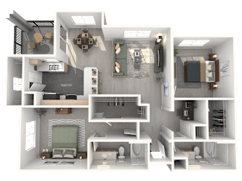 Gregory - 2 bed 2 bath - 1160 sqft