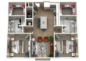 2bed 2 bath floor plan at The Lights at Northwinds, Alpharetta, Georgia