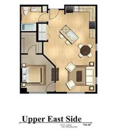 A drawing of a room layout with a label "Upper East Side" at the bottom.