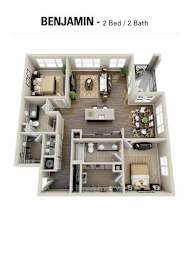 A 2 Bedroom/2 Bathroom apartment named Benjamin is displayed.
