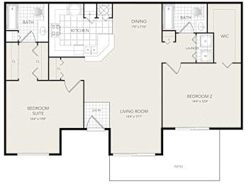 A black and white image of a floor plan for a home.