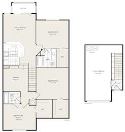 A floor plan of a house with a garage.