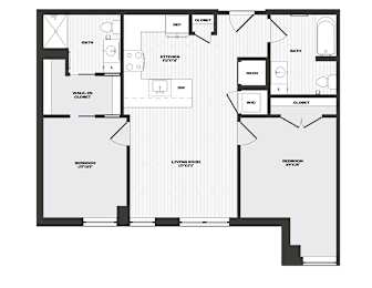 A black and white floor plan of a house with labeled rooms.