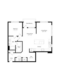 A black and white image of a floor plan for a house.
