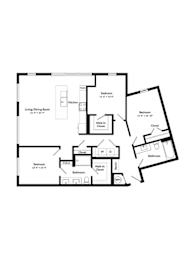 A black and white image of a house floor plan.