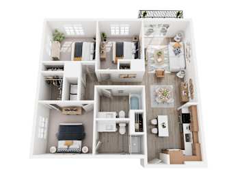 a 3 bedroom192 sq ft floor plan