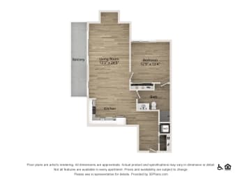 one bedroom one bath 1053 SF