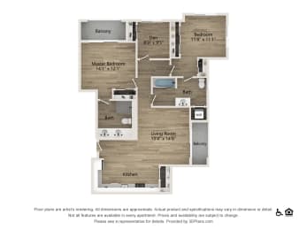 2 bedroom 2 bath 1388 SF