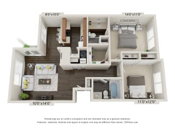 Floor Plan 2 Bed Villa