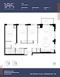 A floor plan for a Type Songbird apartment with 3 bedrooms and 2 bathrooms.