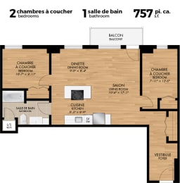  Floor Plan 2 Bedroom 1 Bath - zoom floorplan