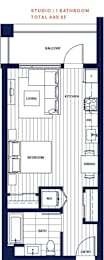 Studio Floor Plan 495 sf