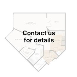 A diagram of a house with rooms labeled and a sign that says "Contact us for details".
