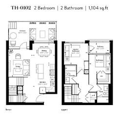  Floor Plan Townhouse - 2 Bed/2 Bed plus den