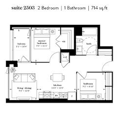  Floor Plan 2 Bedroom 1 Bathroom