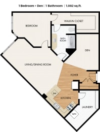  Floor Plan 1 Bedroom plus Den 1 Bathroom