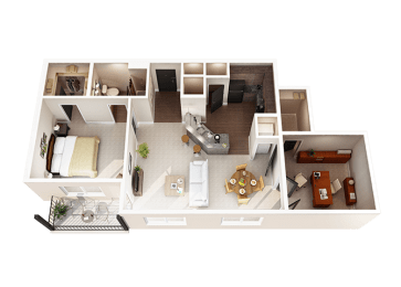 1 Bed 1 Bath Floor Planat Taylor House Apartments, Columbus, Ohio