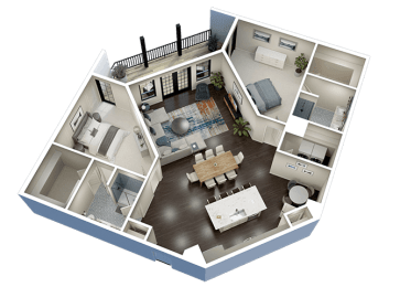 2 Bed 2 Bath D Floor Plan at Fairfax, Ohio, 43212